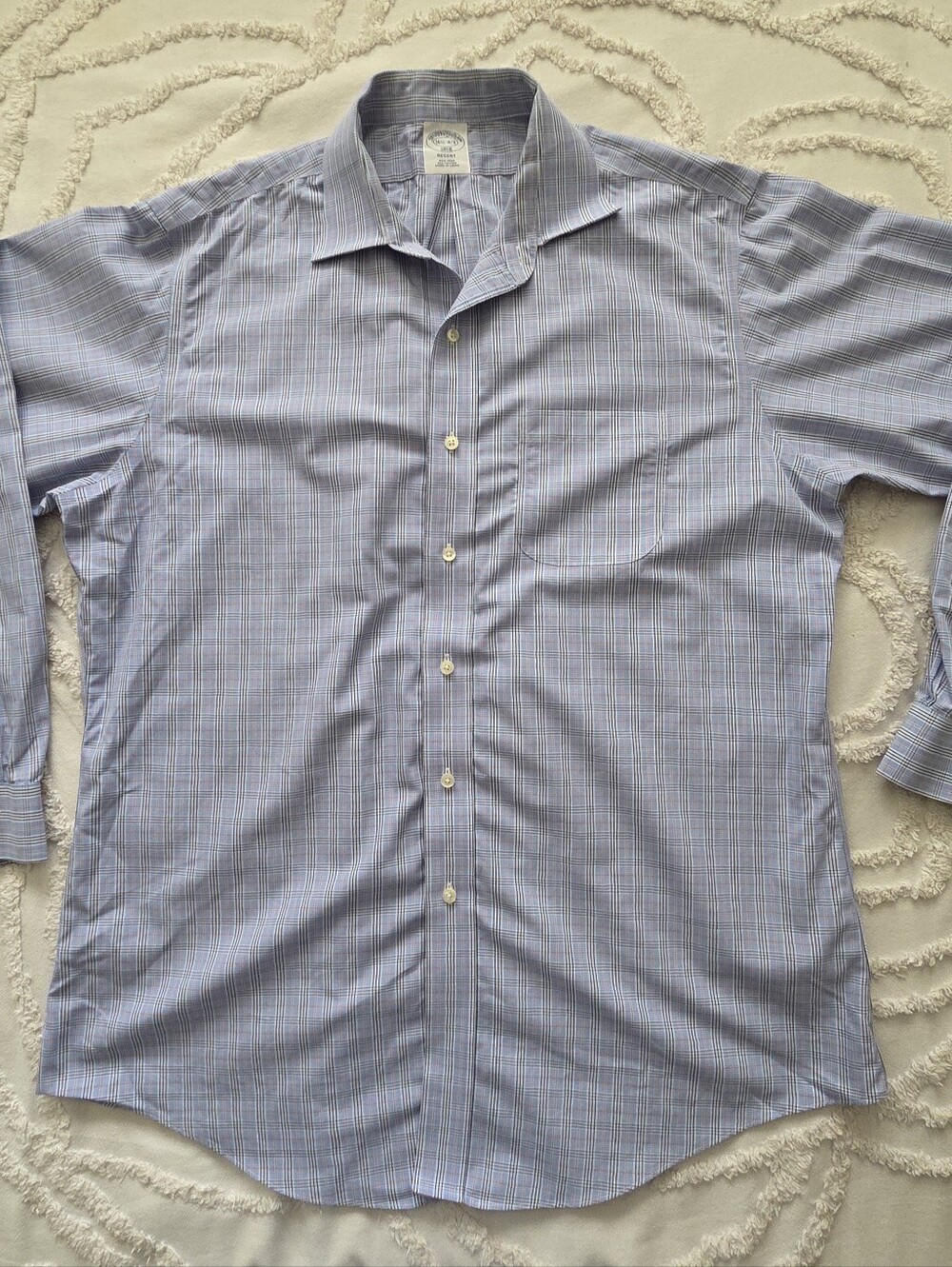 Brooks Brothers Dress Shirt Mens 16.5 34/35 Regent Fit Gingham Check Long Sleeve